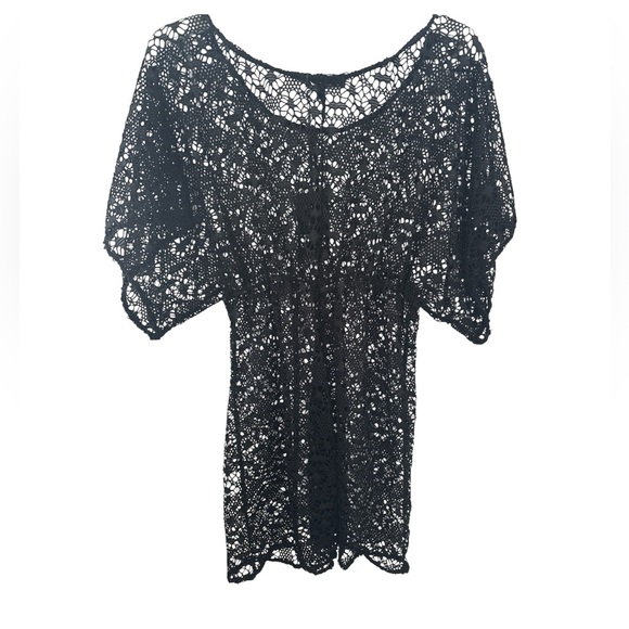 NWT Love University Semi-Sheer Black Lace Swimsuit Coverup Dress Size‎ Large - Picture 7 of 7